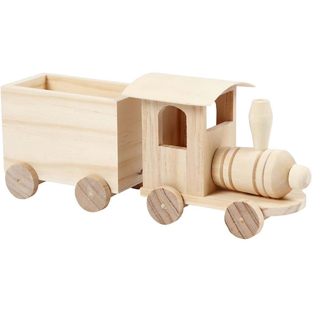 Houten trein met wagen