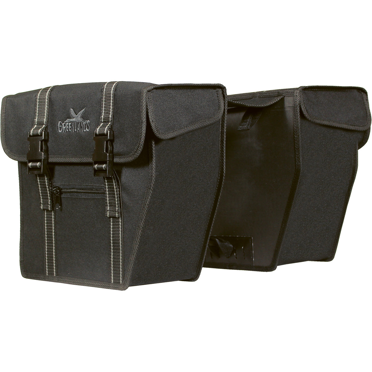Greenlands Tas dubbel zwart-zwart. afmeting 36x32x18 cm (2x) 40L. afgeschuurde kanten