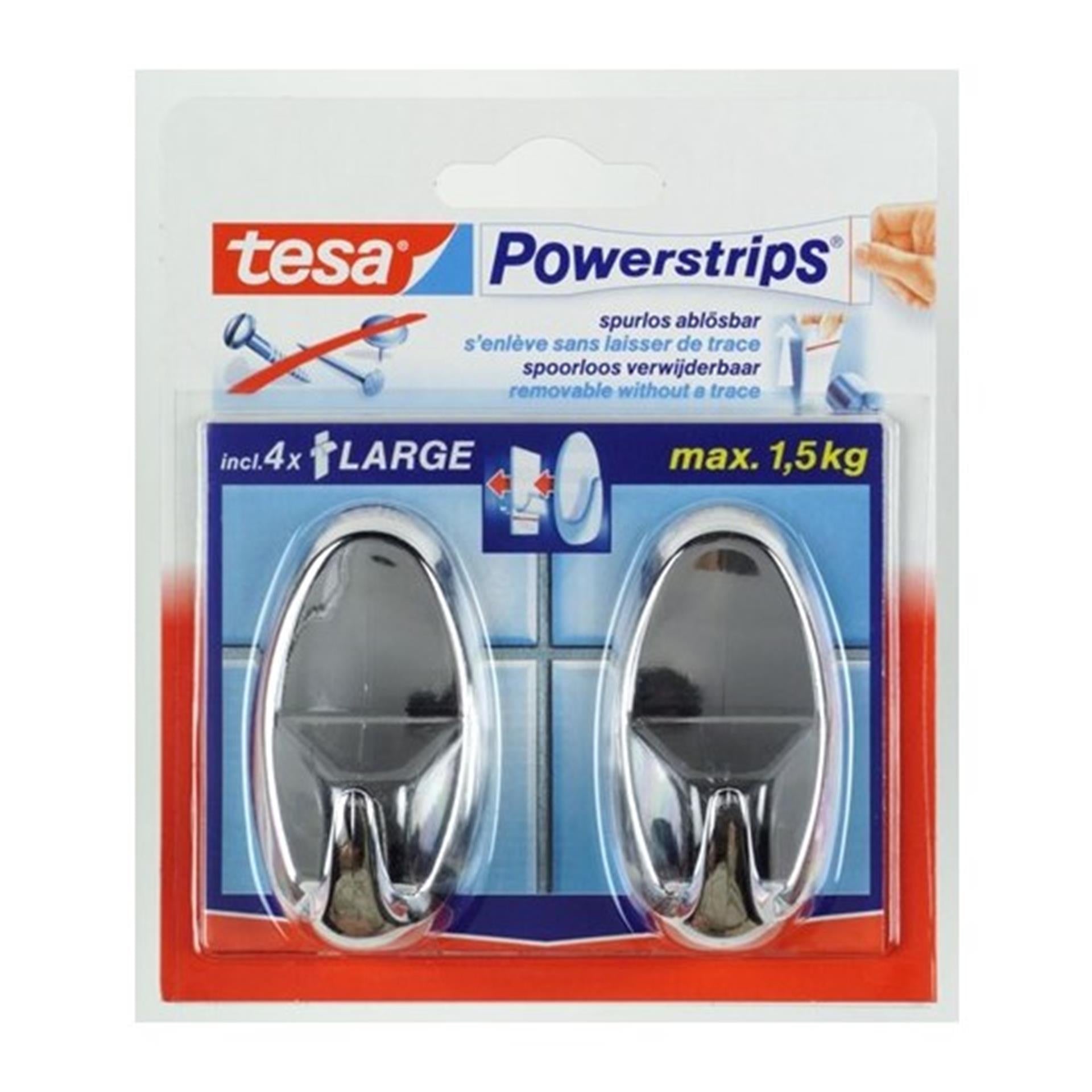 Tesa haak l chroom glans