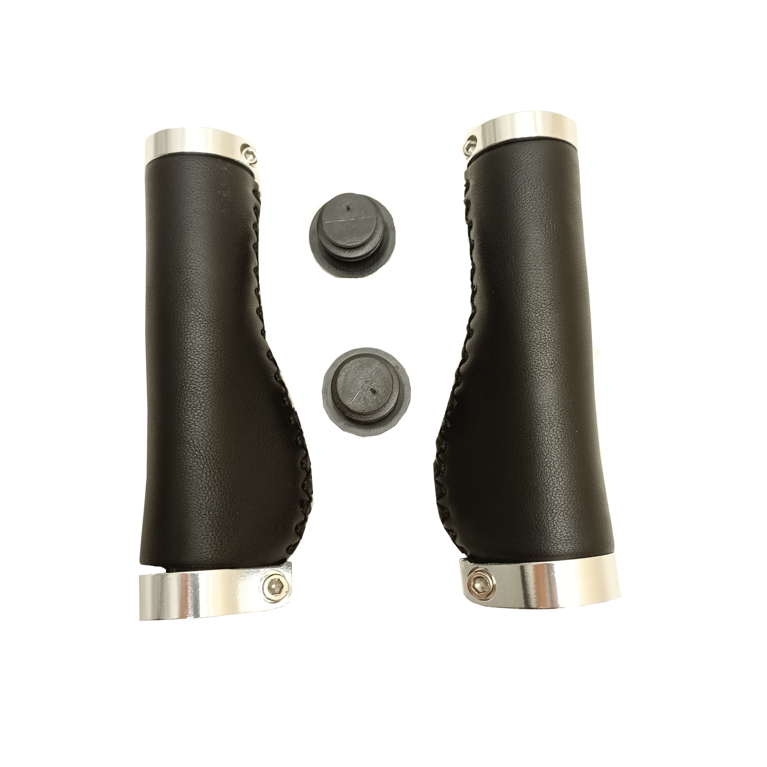 Poignées FALKX, matériau PU noir avec double anneau de verrouillage argenté, 137 mm, emballage atelier