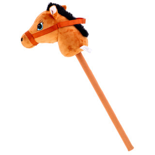 Pluchiez stokpaardje pluche 70 cm bruin speelgoed paard.