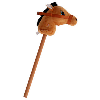 Pluchiez stokpaardje pluche 70 cm bruin speelgoed paard.
