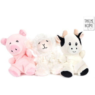Pluche take me home boerderijdieren 4 assorti 23-30 cm | 4 stuks