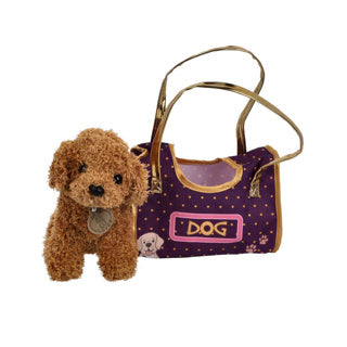 Pluchiez pluche hond in tasje | 4 stuks