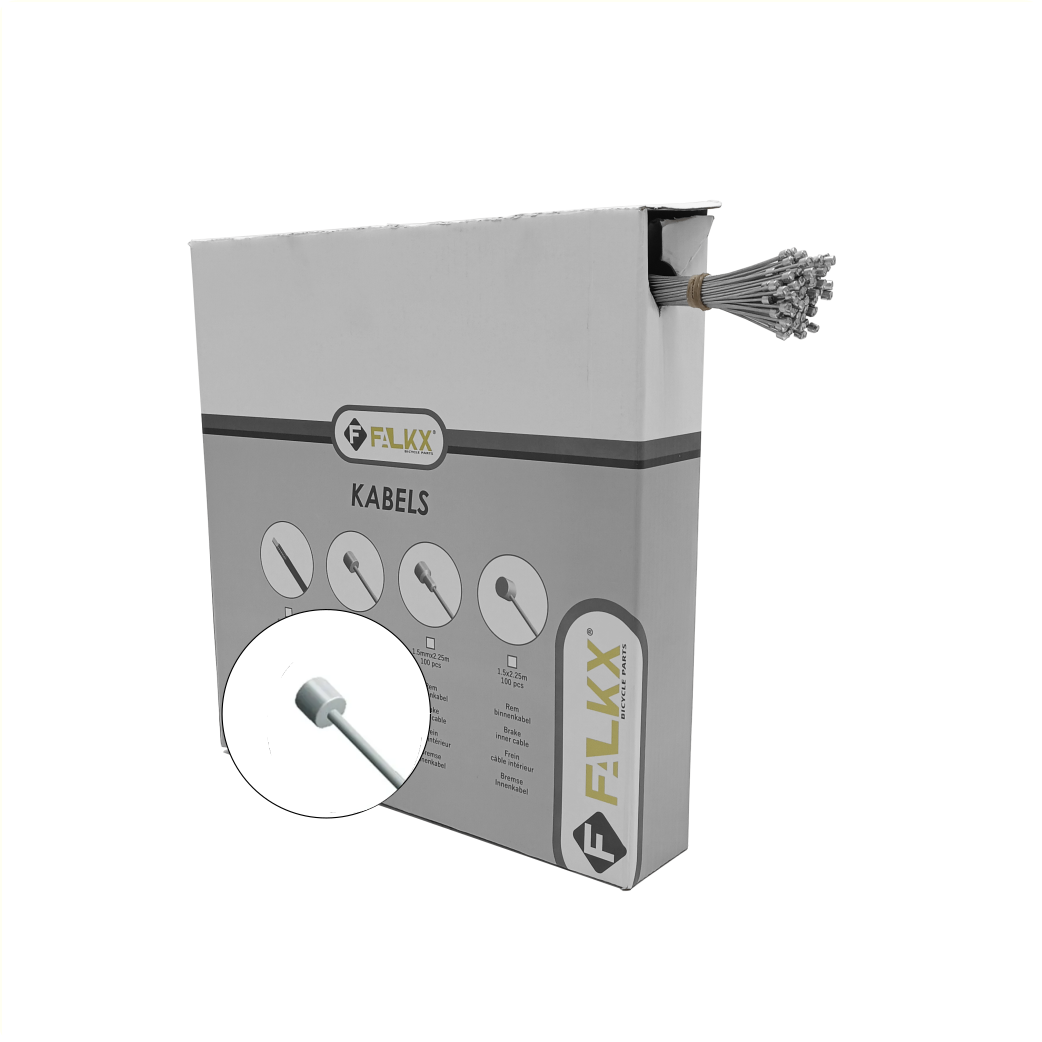 Câble de dérailleur intérieur FALKX avec anti-effilochage, mamelon 4x4 mm. 1.2mmx2.10m 100 en boîte