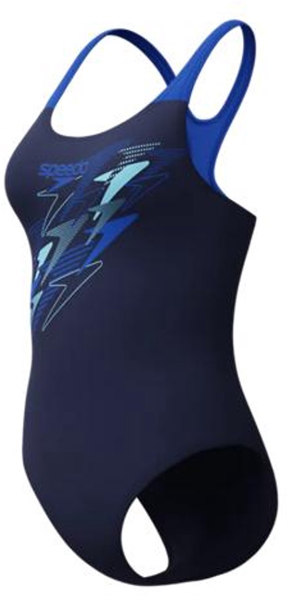 Speedo medley logo medalist 1 piece dames sportbadpak - kleurvast badpak dames - chloorbestendig zwempak dames - sportbadpak dames met medalist-rug - marine blauw - 40
