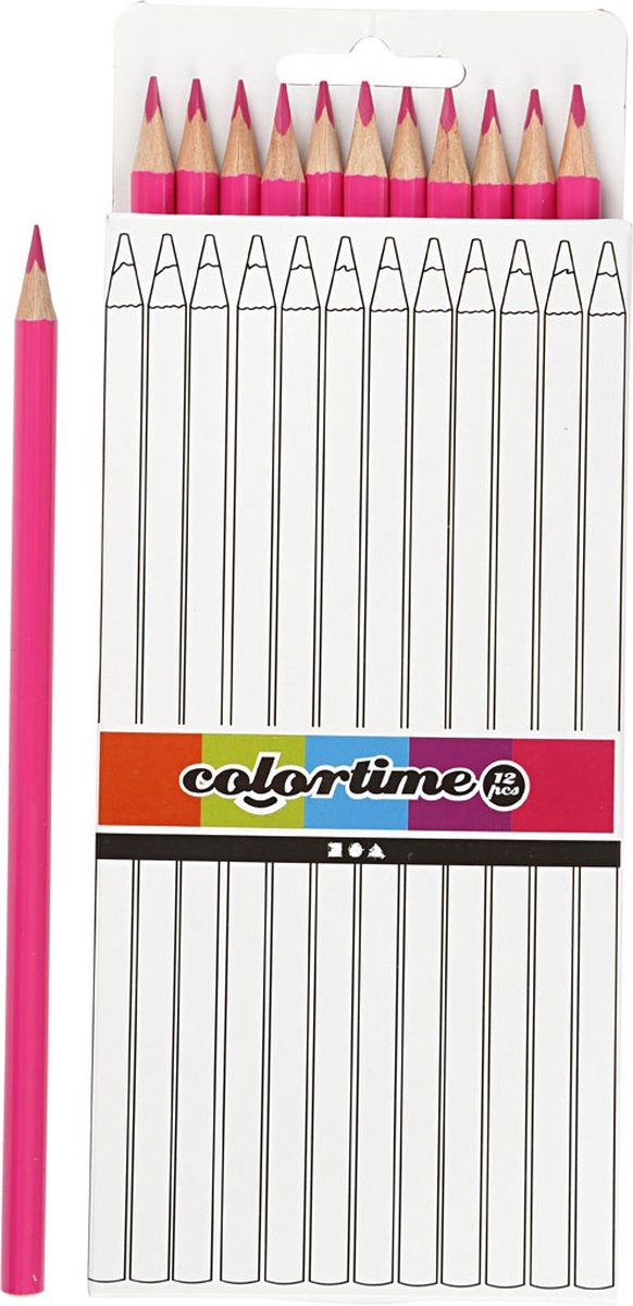 Colortime driehoekige kleurpotloden - roze, 12st.