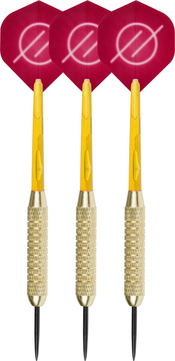 Faver dartpijlenset compleet - reserve shafts - brass coated - rood – 23 gram