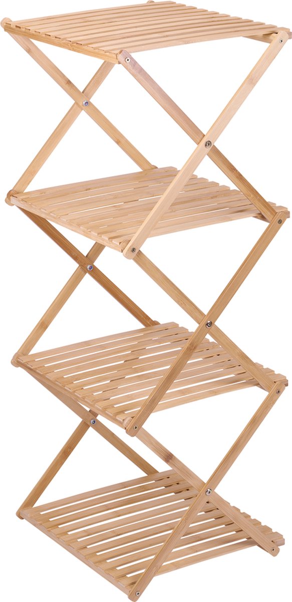 Alpina badkamerrek - 4-laags - 40 x 33.5 x 93.5 cm - opvouwbaar - bamboe - bruin