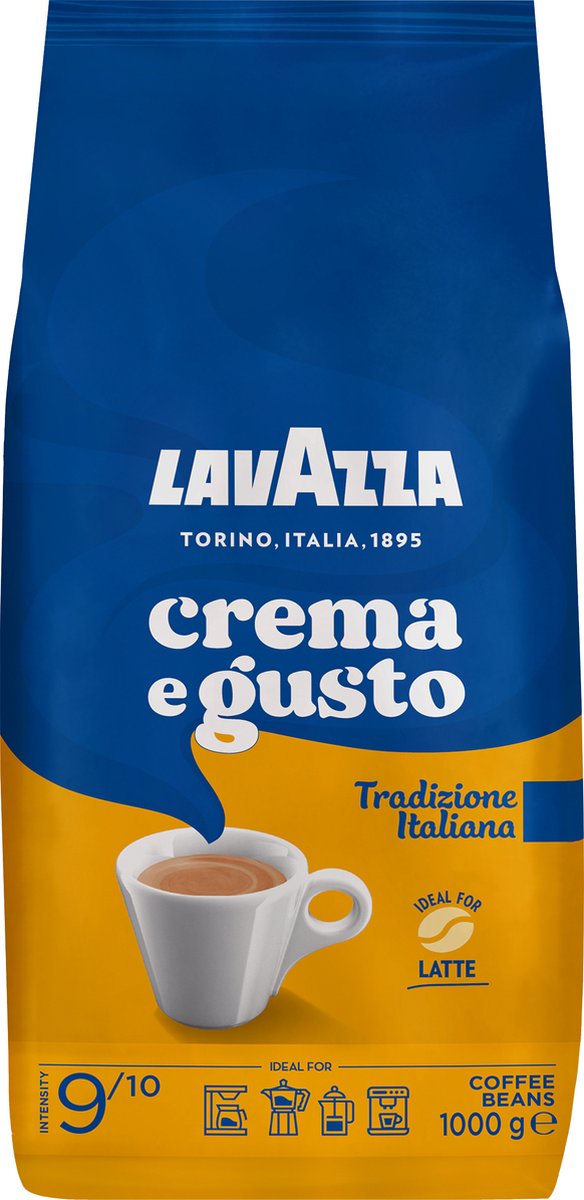 Lavazza crema e gusto tradizione koffiebonen - koffie blend van robusta en arabica bonen - intensiteit 9 10 - 1 kg