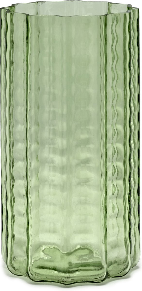 Serax - ruben deriemaeker waves - vaas - transparant groen - 15 ø - h 28cm - 1,83kg