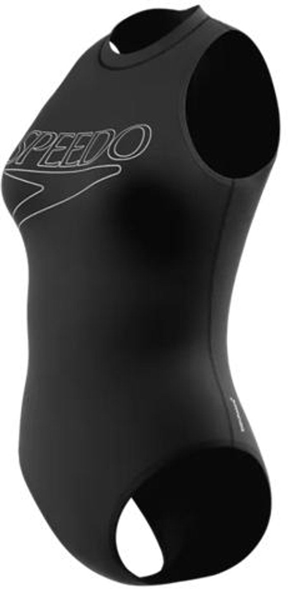 Speedo endurance+ logo hydrasuit 1 piece dames sportbadpak - kleurvast badpak dames - chloorbestendig zwempak dames - sportbadpak dames met ritssluiting - zwart wit - 42
