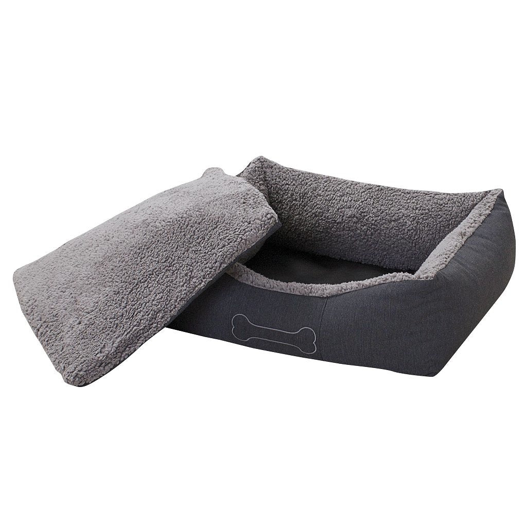 Zonnetuin luxe hondenmand lucky + kussen 59x67x20cm grijs