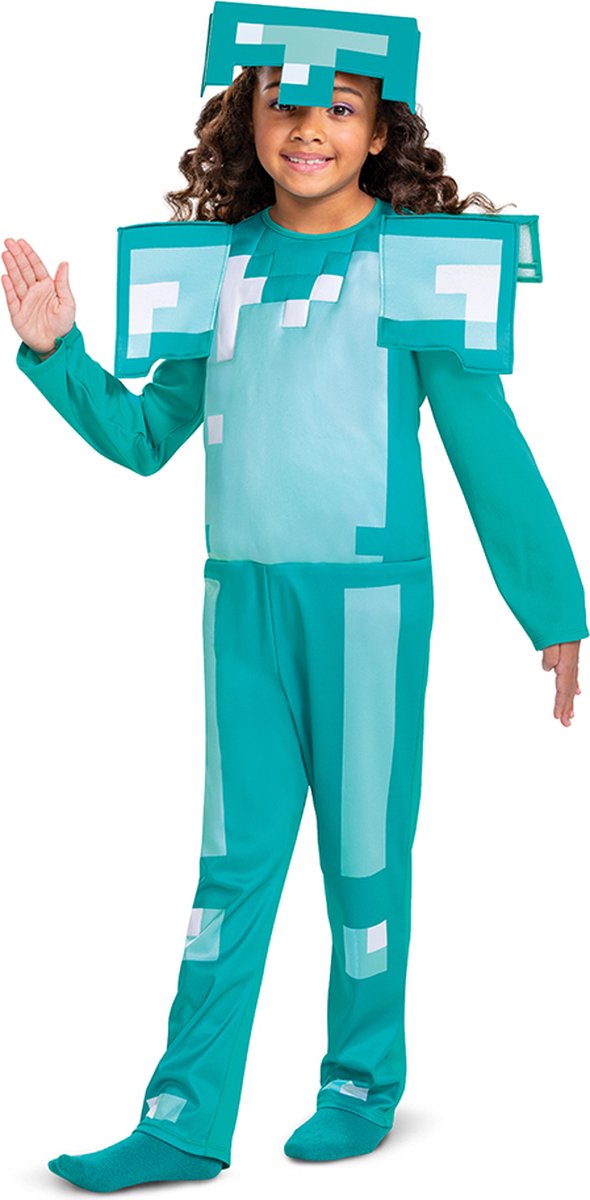 Disguise minecraft (mojang), diamond armor outfit, maat xs (3t-4t jaar), jongens xs
