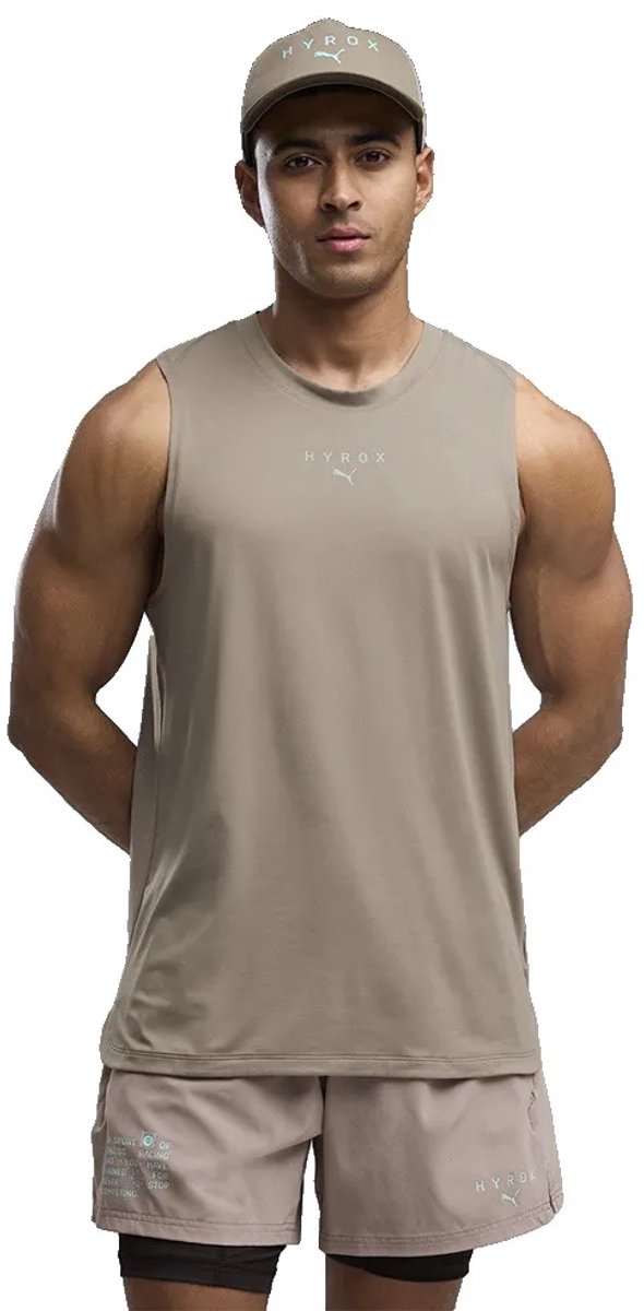 Puma x hyrox cloudspun mouwloos t-shirt grijs l man