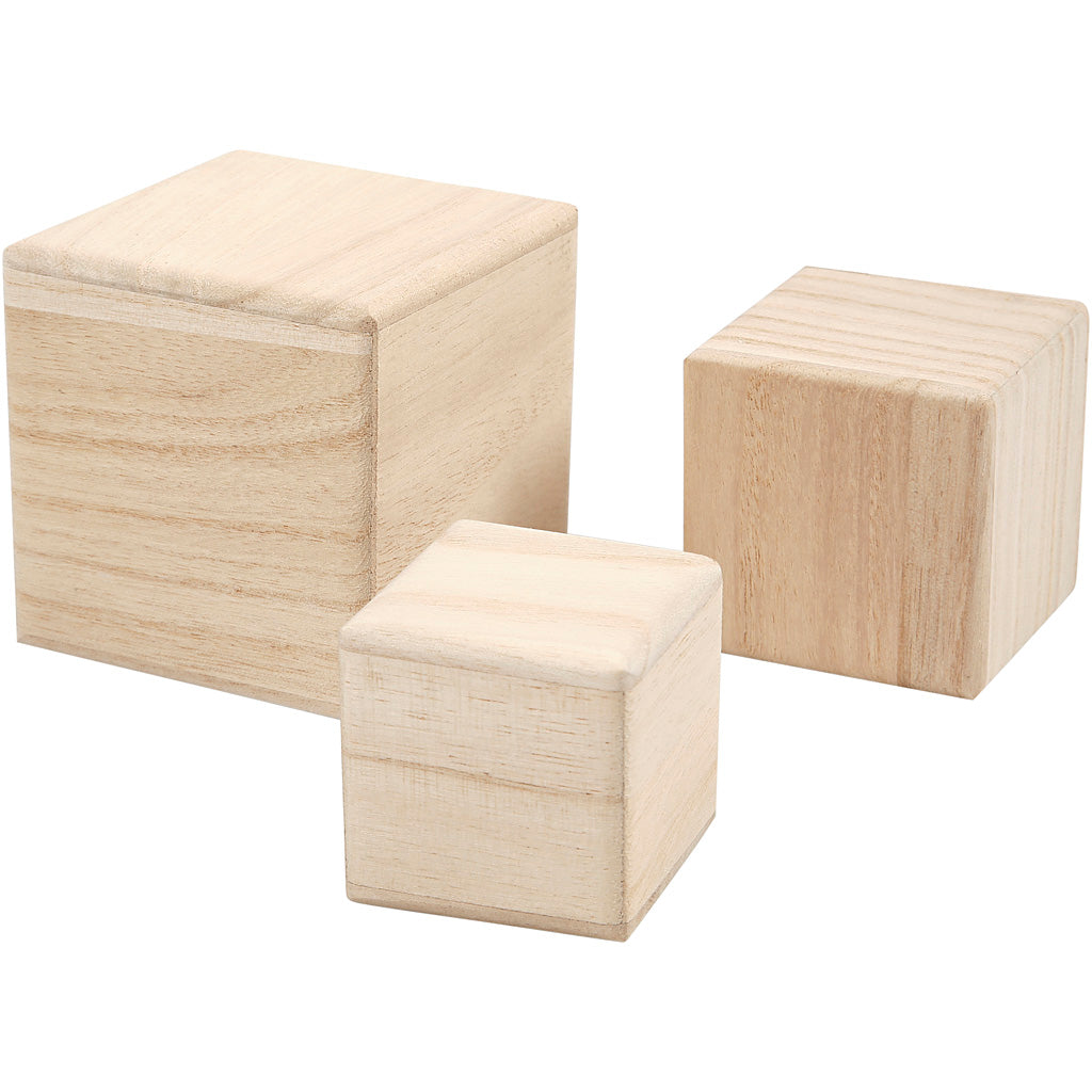 Creatief bedrijf houten kubussen, set van 3