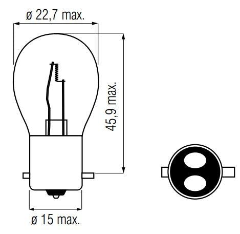 Ampoule 12V-21 5W BAY15D rouge