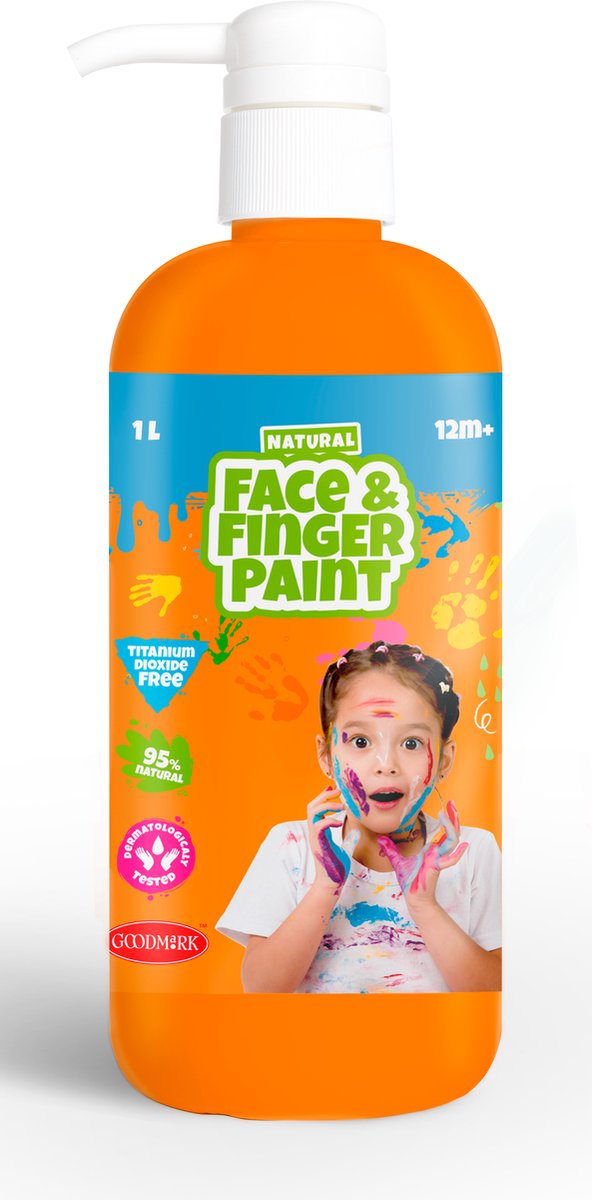Boti natuurlijke vingerverf fles met pompje - oranje, 1l
