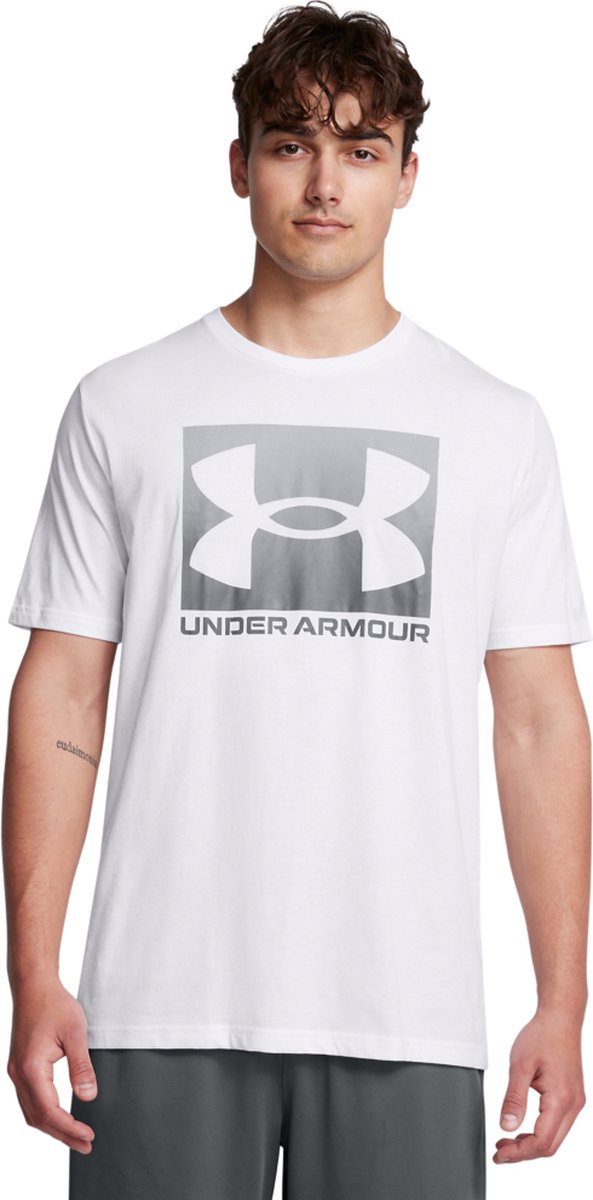 Under armour ua m boxed sports updated ss-wht heren sportshirt - wit - pitch grijs xl