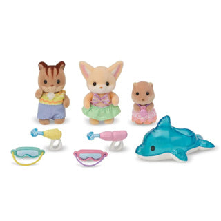 Epoch sylvanian families trio peutervriendjes zwembad leuk