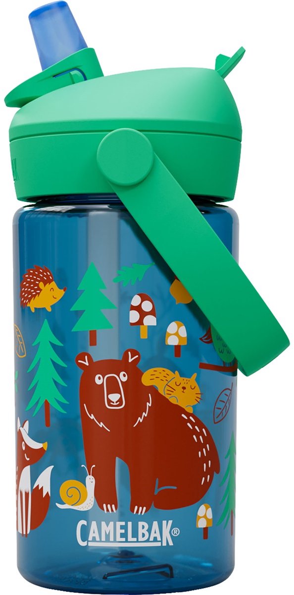 Camelbak thrive flip straw drinkfles kids - 400 ml - met rietje - waterfles - blauw (friendly forest)