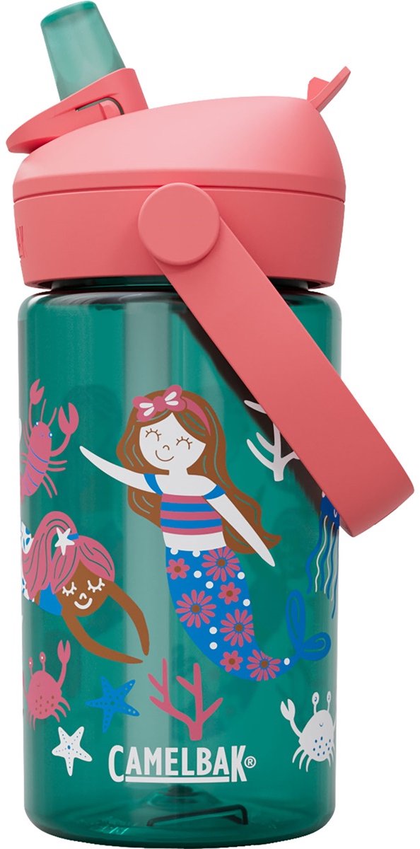 Camelbak thrive flip straw drinkfles kids - 400 ml - met rietje - waterfles - groen (mermaid friends)