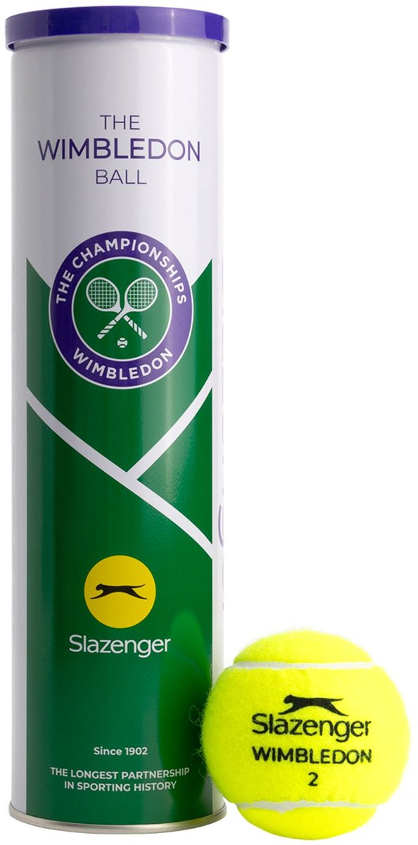 Slazenger s tb wimbledon 4tin unisex tennisballen - geel