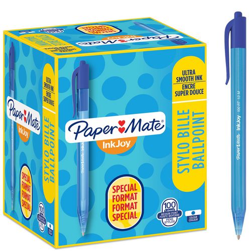 Paper mate balpen papermate inkjoy 100rt s0977440 medium blauw drukknop