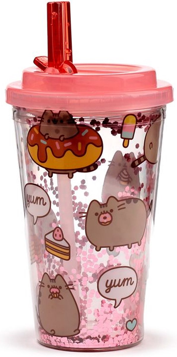 Puckator beker - pusheen foodie - cake icecream - breukbestendig dubbelwandig - poptop cover - ecozen - 500ml