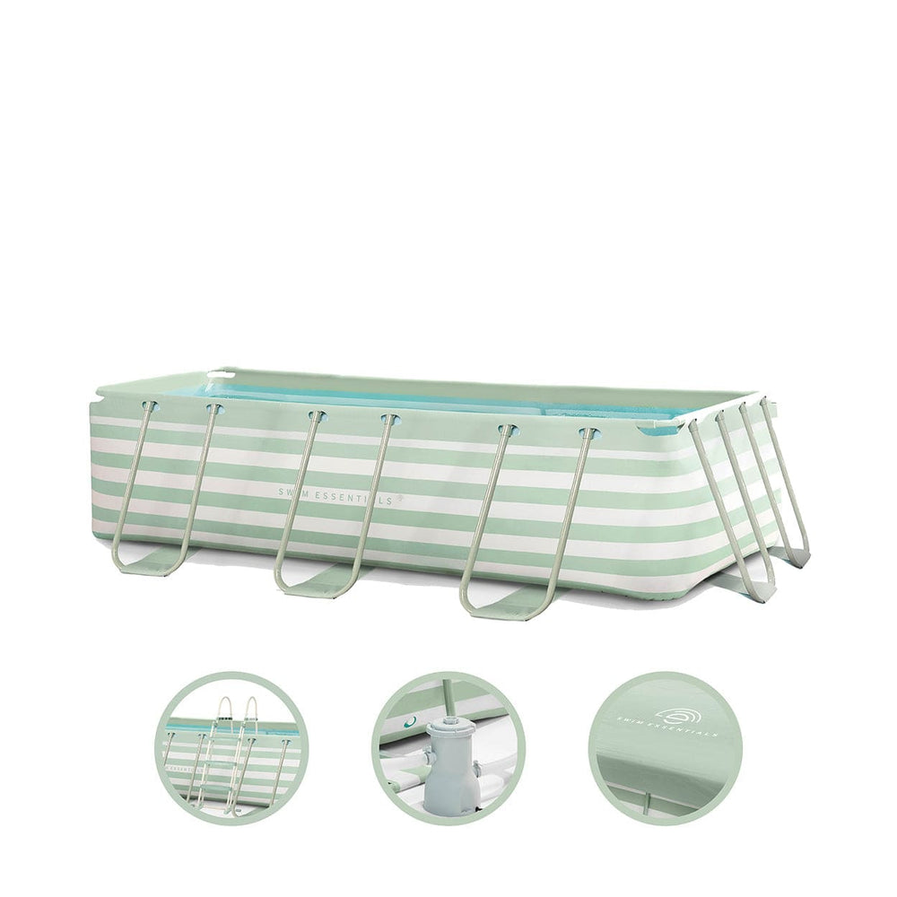 Essentie | groen wit opzet zwembad 400x200x100 cm incl. opzetstuk accessoires