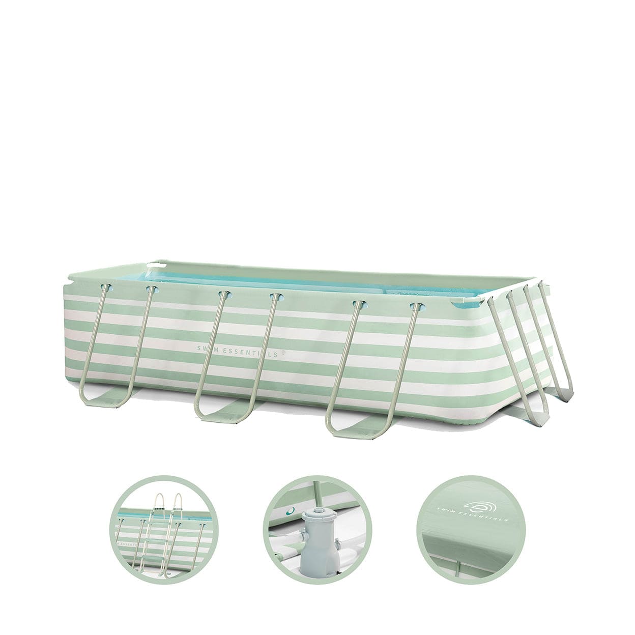 Essentie | groen wit opzet zwembad 400x200x100 cm incl. opzetstuk accessoires