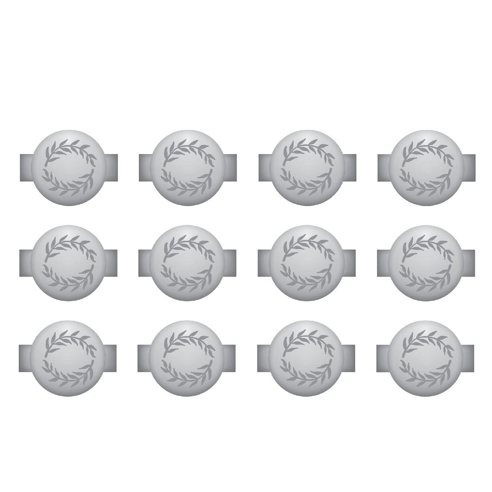 We r makers • charm staples round with leaf emboss silver 12pcs