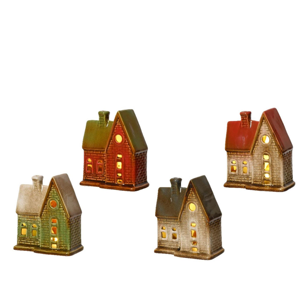Lumineo huis keramiek met led 10,5x5,8x12cm