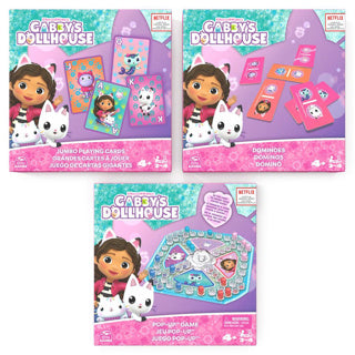 Spinmaster gabby's dollhouse popup spel, kaartspel, domino's - kinderspel
