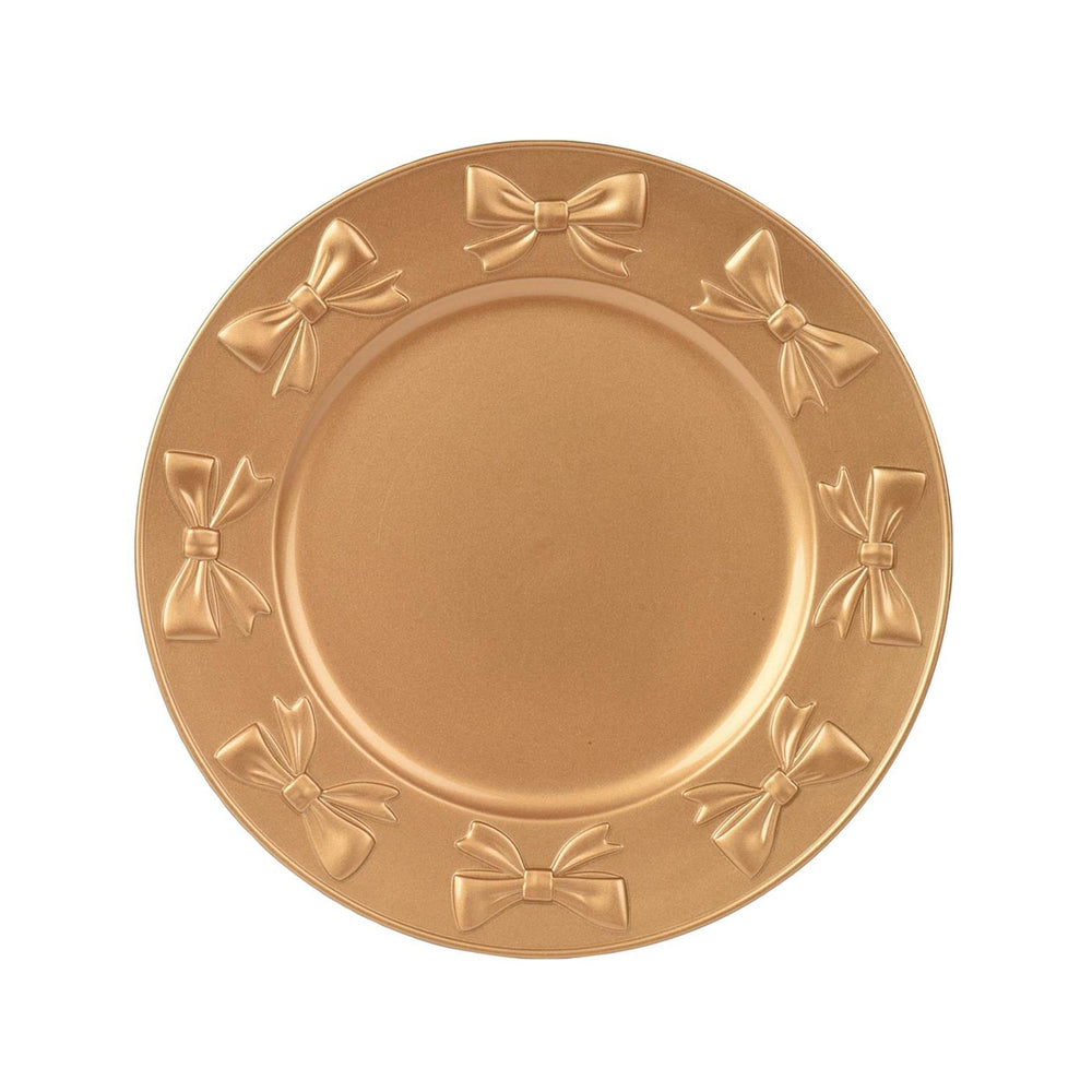 Decoris onderbord met strikjes dessin ø33cm kunststof goud