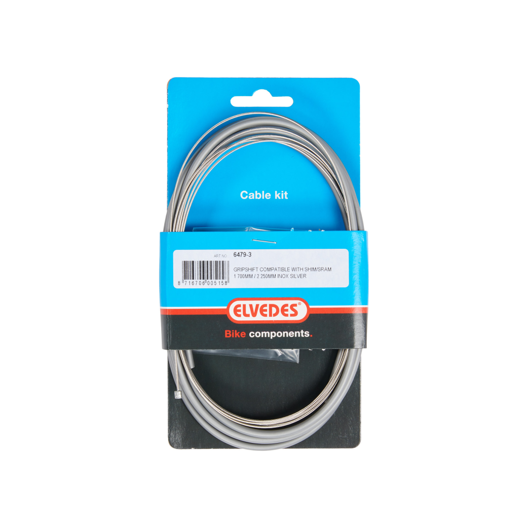Gear cable set 3-speed Elvedes Nexus 1700 2250 mm Stainless steel - silver (on card)