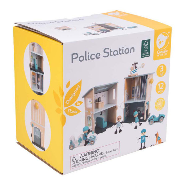 Classic world houten politiebureau speelset voor kinderen.