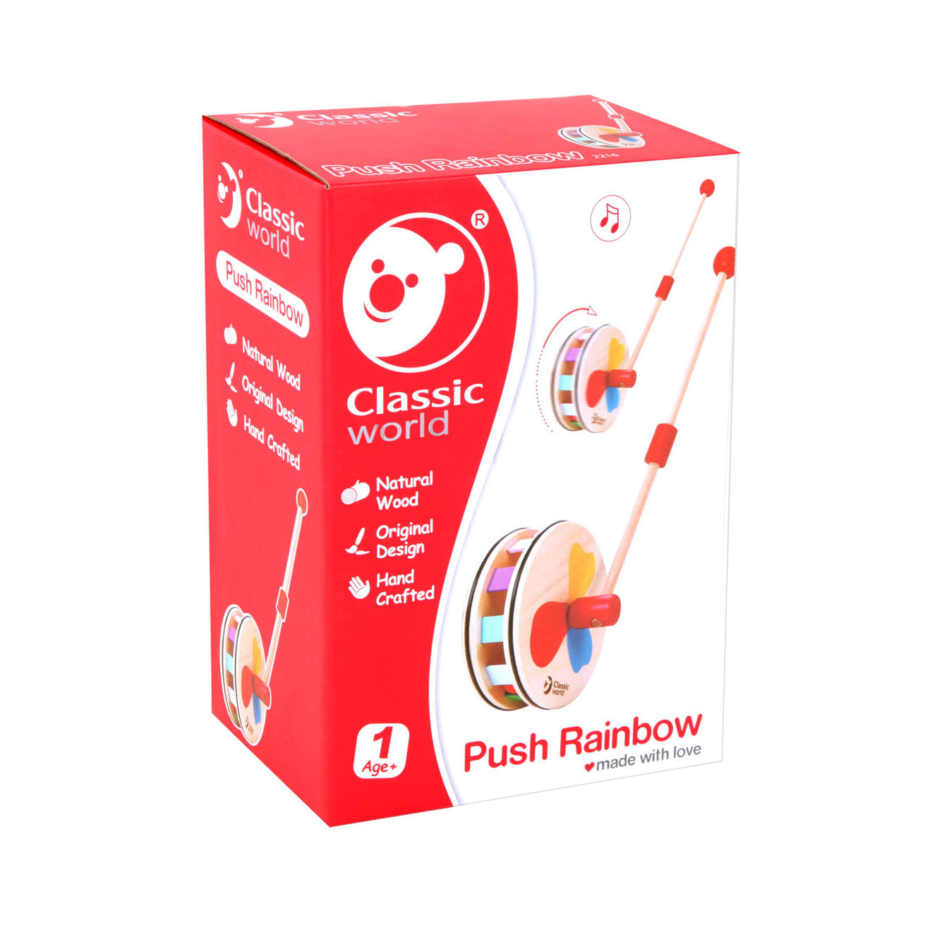 Classic World Houten Duwfiguur Regenboogwiel