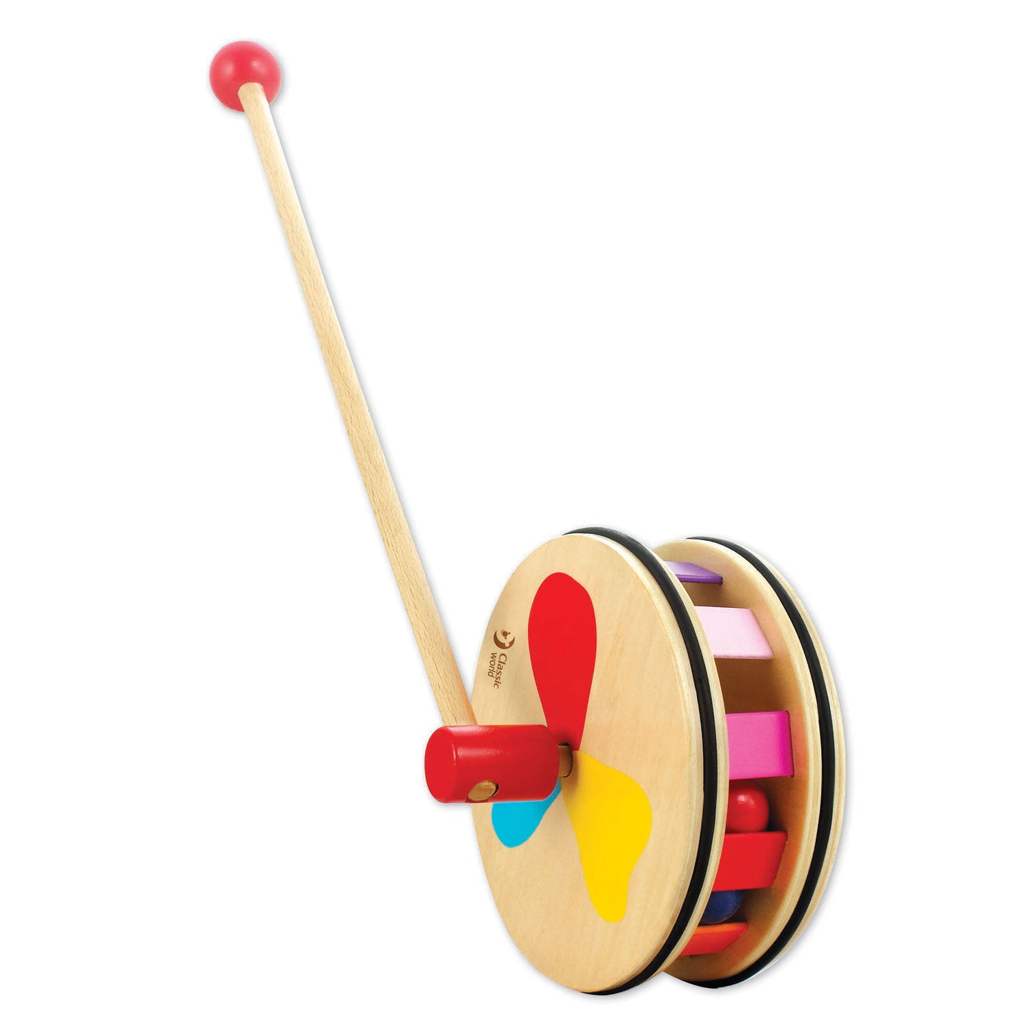 Classic World Houten Duwfiguur Regenboogwiel