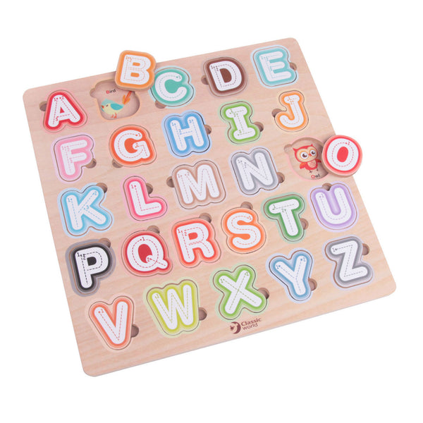 Classic world wooden puzzle alphabet, 27 pcs.