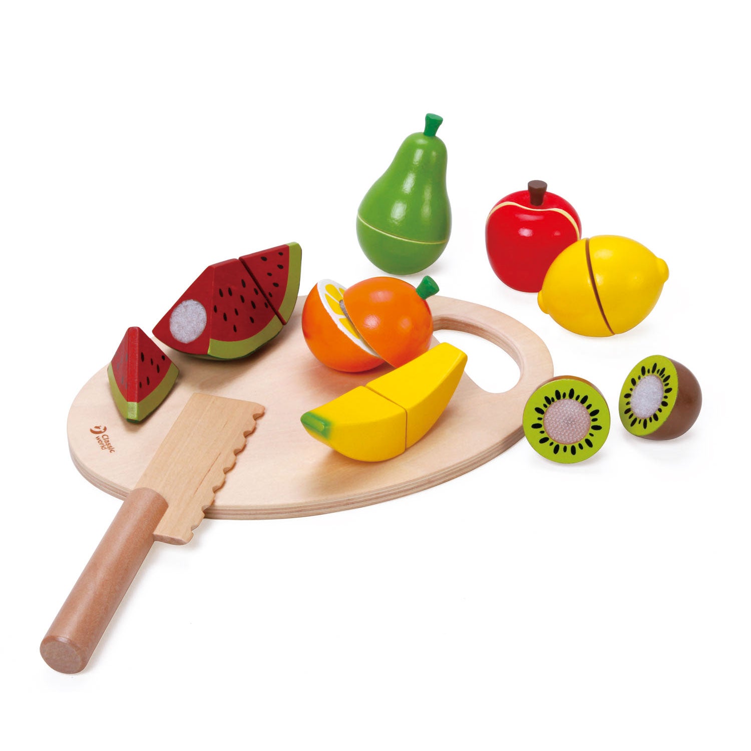 Klassieke Wereld Wereld Houten Snijfruit met Snijplank, 17dlg.