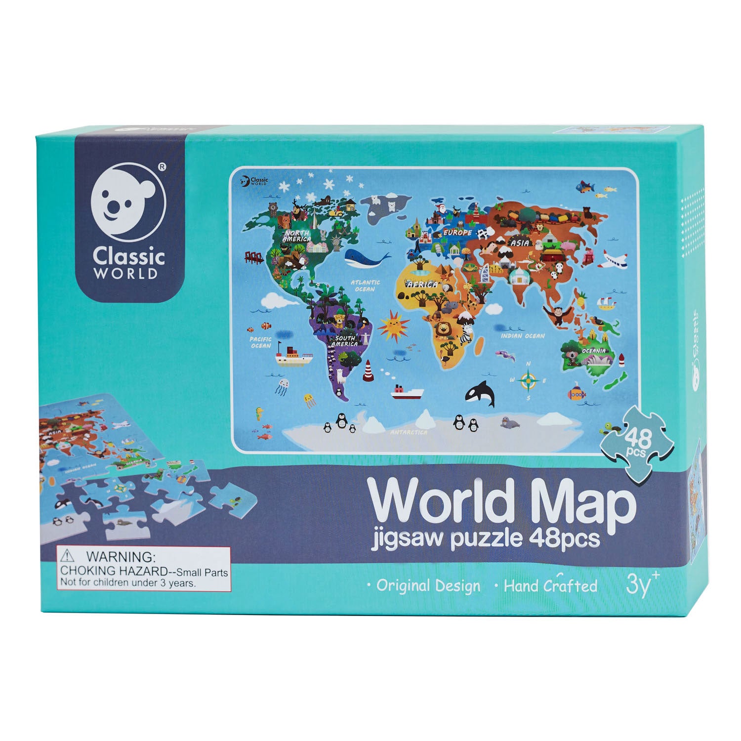 Classic world legpuzzel wereldkaart - 48st.