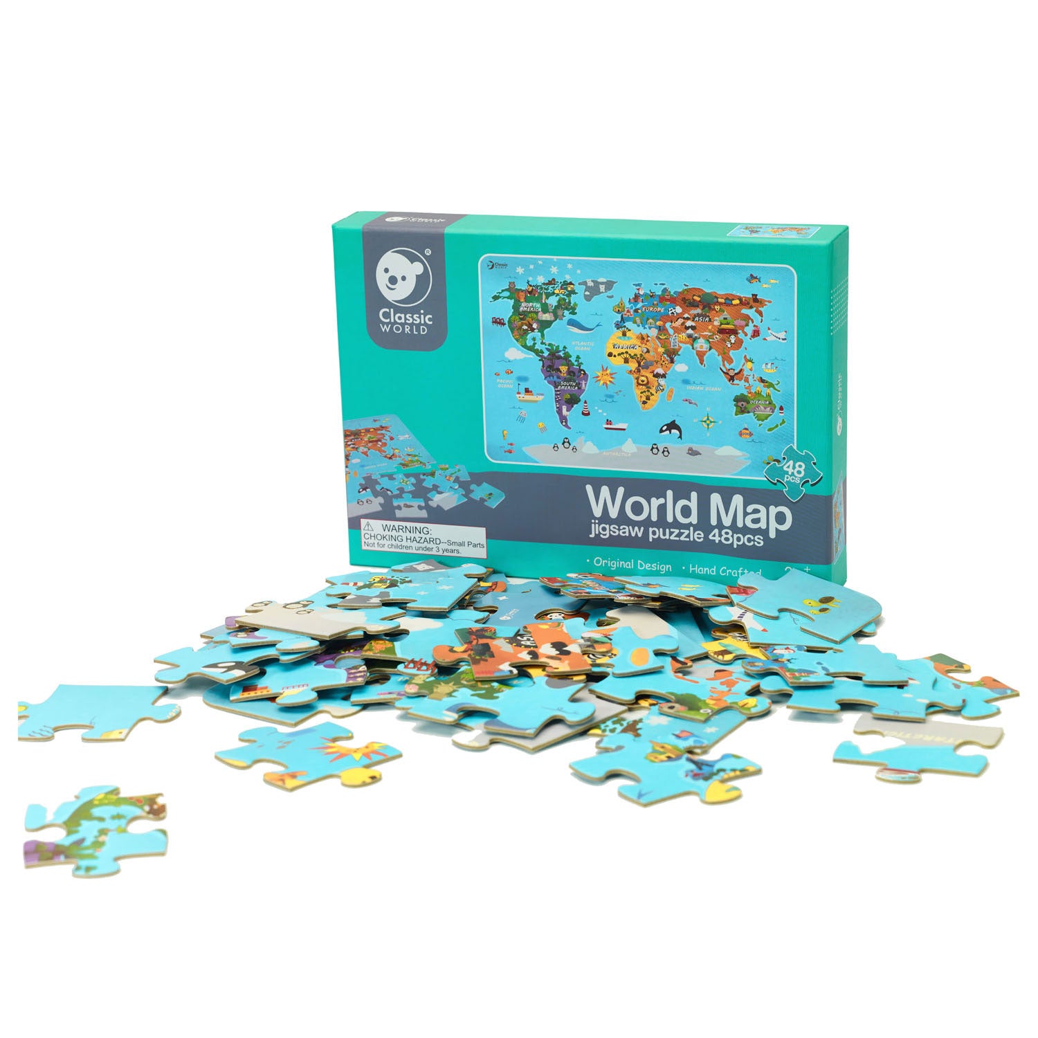 Classic world legpuzzel wereldkaart - 48st.