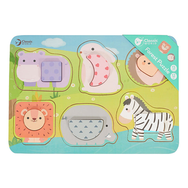 Classic World wooden wild animal puzzle, 13 pcs.