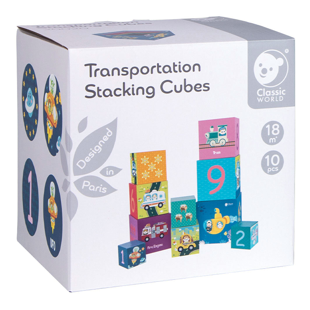 Klassieke Wereld Wereld Stapelblokken Transport. 10dlg.