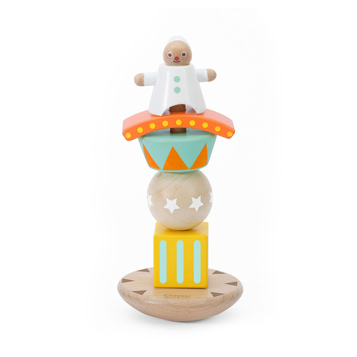 Klassieke Wereld Wereld Houten Stapel en Balansspel Clown, 6dlg.