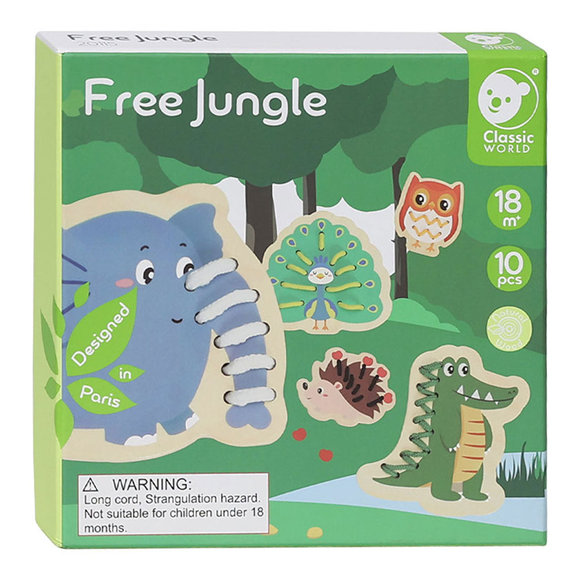Klassieke Wereld Wereld Rijgpuzzel Jungle, 10dlg.