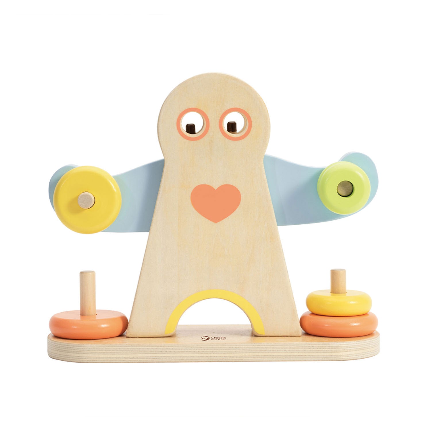 Klassieke houten herculesweegschaal, 7dlg.