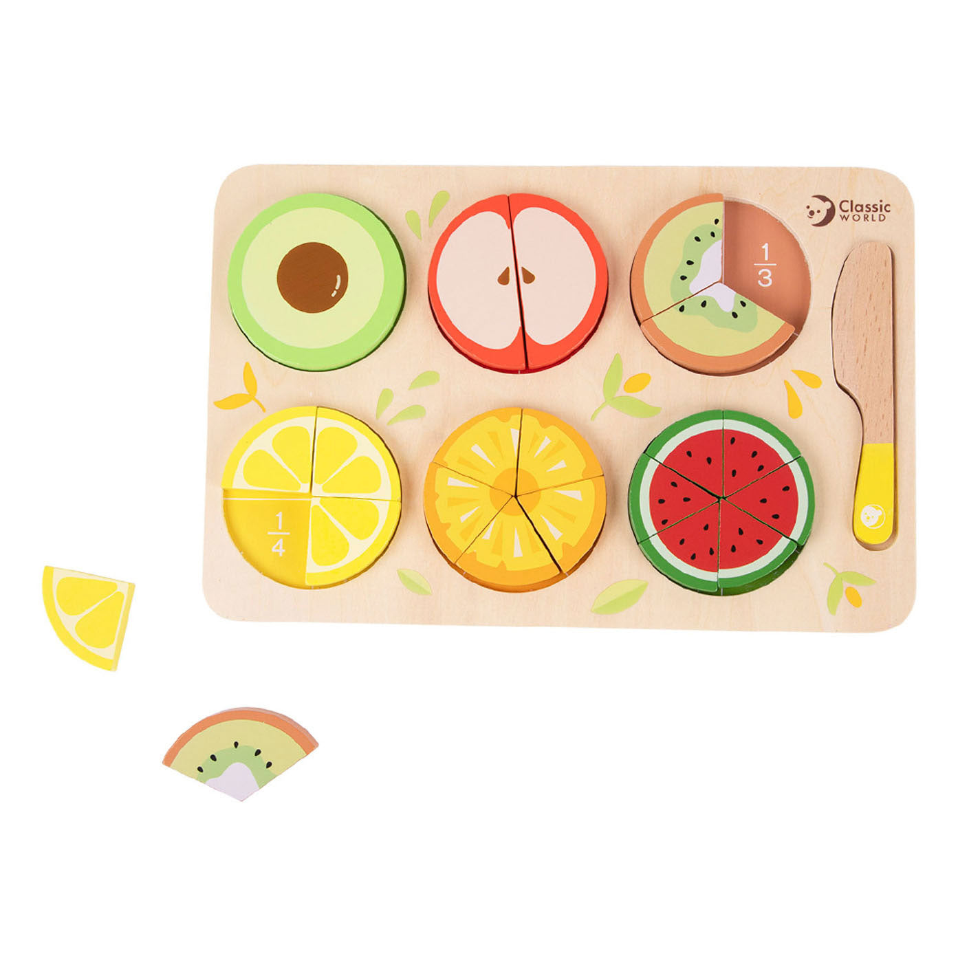 Classic World World Houten Fruitpuzzel Breuken, 22dlg.