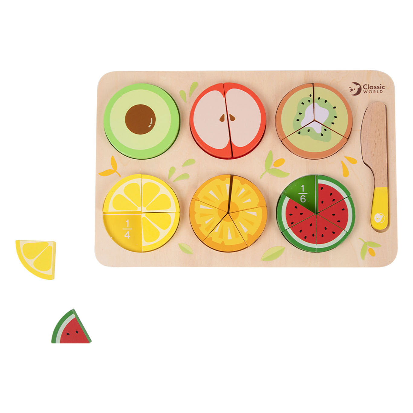 Classic World World Houten Fruitpuzzel Breuken, 22dlg.